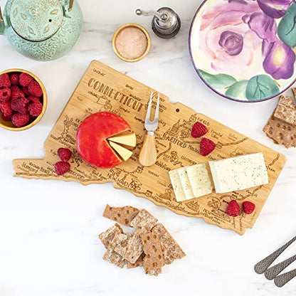  Destination Connecticut State Shaped Serving And Cutting Board, Includes Hang Tie For Wall Display