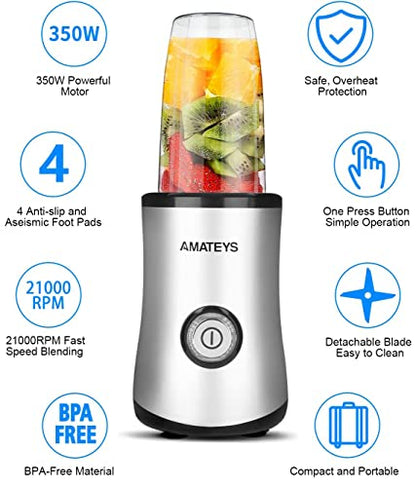  Mini Personal Blender With Button,Professional Kitchen Blender For Smoothies And Shakes,17oz Portable Smoothie Blender,Easy Cleaning&Operation,Height 12 Inch Suitable For Travel Carrying Or Storage
