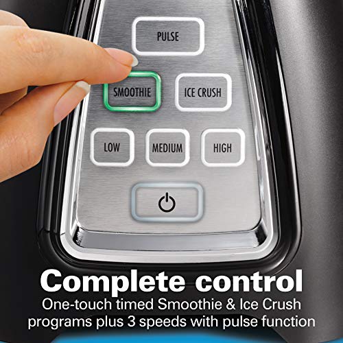 Hamilton Beach Der And Food Processor Combo With Auto Programs For Smoothie And Ice Crush, Blend-In Portable Travel Cup, 52oz Glass Jar & 3 Cup Food Chopper, 950 Watts, Black (58242)