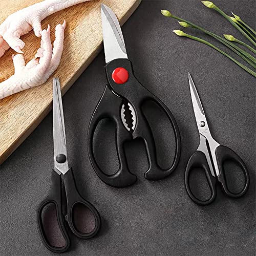  Itchen Scissors Set, Kitchen Scissors With Sharp Stainless Steel Blades And Soft Handles, Include One Poultry Shears And Two Different Sizes Of Cooking Scissors, Perfect Kitchen Partner