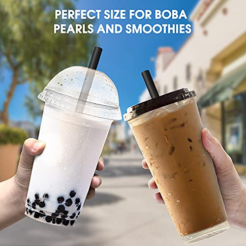  400 Pcs Black Boba Straws Jumbo Smoothie Straws,Individually Wrapped Disposable Plastic Large Wide-mouthed Milkshake Drinking Straws(0.43" Wide X 9.45" Long)