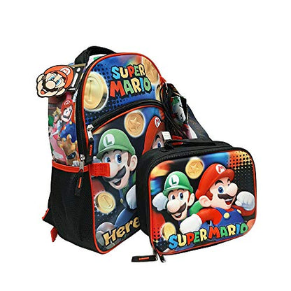  Super Mario 5-Piece Backpack Set With Lunch Box, Gadget Case, Cinch Sack & Snack Pack