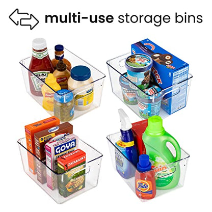  Pantry Organizer And Storage Bins, Clear Cabinet Organizers And Storage For Kitchen, Pantry, Cabinets, Countertops, For Storing Packets, Spices, Sauce, Snacks, Cans, (Pack Of 4)