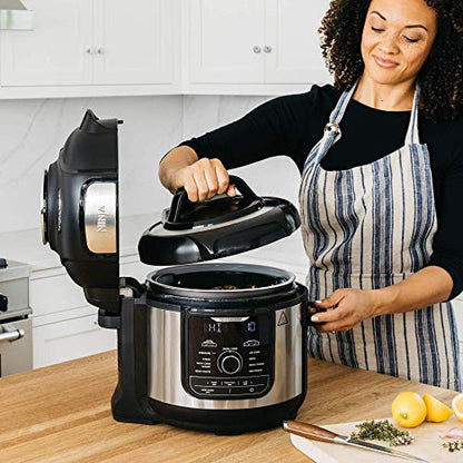 Ninja INJA FD401 Foodi 8-qt. 9-in-1 Deluxe XL Cooker & Air Fryer-Stainless Steel Pressure Cooker, 8-Quart, (Renewed)