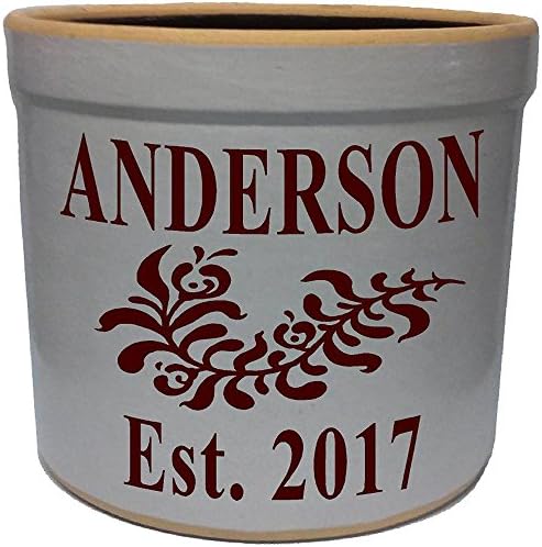  2 Gallon Personalized Stoneware Crock - Wedding Tulip