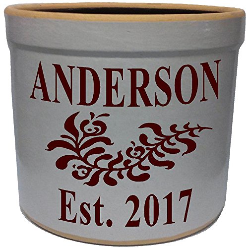  2 Gallon Personalized Stoneware Crock - Wedding Tulip