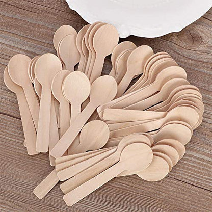  200 Pcs Mini Wooden Spoons 4-inch Length,disposable Wooden Ice Cream Dessert Spoons,natural Birch Wood Biodegradable Utensils Cutlery.