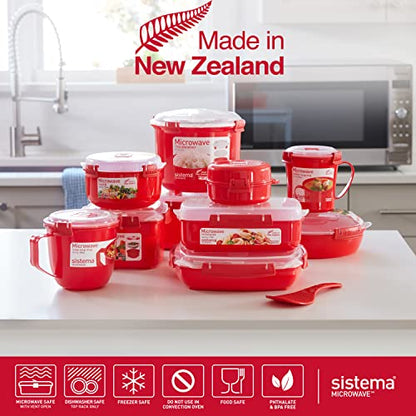 Sistema Microwave Rice Cooker And Steamer Bowl For Vegetables With Steam Release Vent, Dishwasher Safe, Red