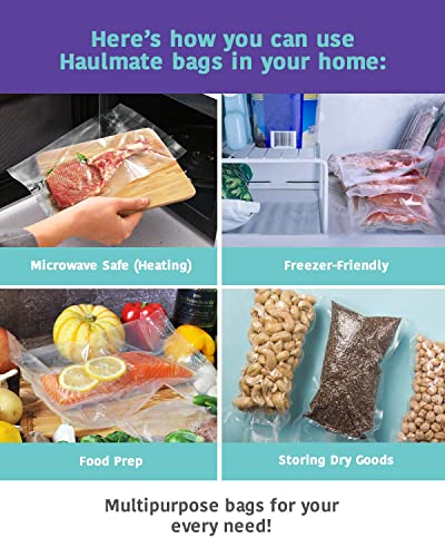  HAULMATE Vacuum Seal Rolls Set Of 11"x50" And 8"x50" Vacuum Sealer Rolls With Roll Cutter, Maximum Airtight Food Saver Bags For Sous Vide Cooking, Freezer & Microwave, 7-Layer Tear-Resistant Material