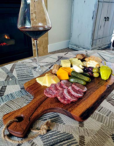  EATHERLEE - Extra Large Premium Natural Live Edge Acacia Charcuterie Cheese Board Serving And Cutting Tray With Handle