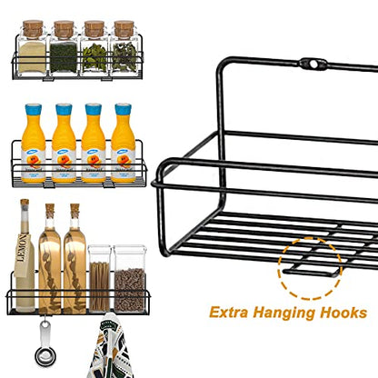  WEJIPP Spice Rack Holders Organizer For Wall Mount,Hanging Spice Shelf Storage Racks Seasoning Organizer Extra Storage For Kitchen Pantry Cabinet Cupboard Door Mount,4 Packs