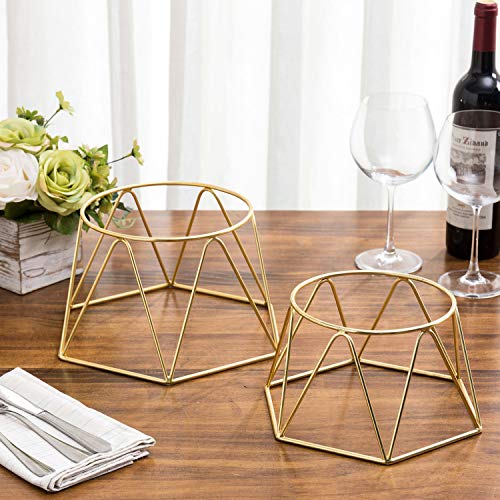  MyGift Brass Plated Metal Pizza Table Stand, Pizza Box Riser, Restaurant Pizza Server Stand, Platter Riser, Set Of 2 - Handcrafted In India