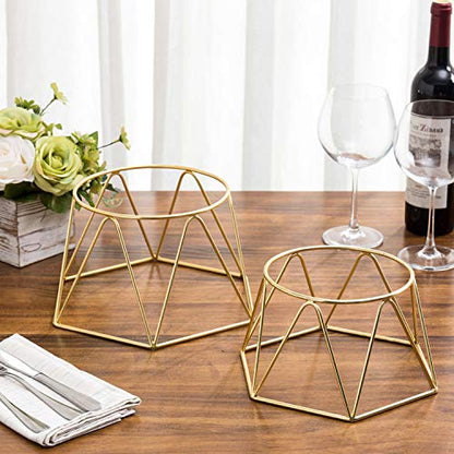  MyGift Brass Plated Metal Pizza Table Stand, Pizza Box Riser, Restaurant Pizza Server Stand, Platter Riser, Set Of 2 - Handcrafted In India