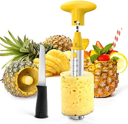  Pineapple Cutter With Knife, [Upgraded, Electric & Manual] Durable Pineapple Corer With Electric Drill Accessory, Stainless Steel Fruit Peeler Knife Pineapple Slicer Core Remover Kitchen Tool