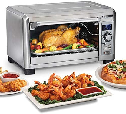  Sure-Crisp Digital Air Fryer Countertop Toaster Oven, 1500W, Fits 12” Pizza 6 Slice Capacity, Temperature Probe, Stainless Steel (31243)