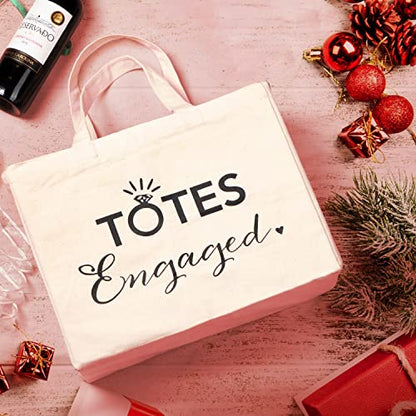  Prazoli Engaged Tote Bag - Engagement Gifts For Couples & Women , Bachelorette Gifts For Bride To Be Gifts , Honeymoon Essentials , Engaged Gifts For Her , Cute Bridal Shower Gift For Future Mrs
