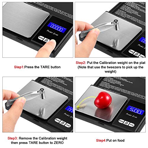  Digital Pocket Scale Set,100 G 0.01 G Mini Scale Electronic Grams Scale With 1 G, 2 G, 5 G, 10 G, 20 G, 100 G Calibration Weight And Calibration Weight Tweezer For Food Jewelry, Totally 8 Pieces