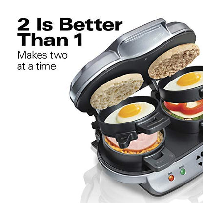 Hamilton Beach Dual Breakfast Sandwich Maker With Timer, Silver (25490A)