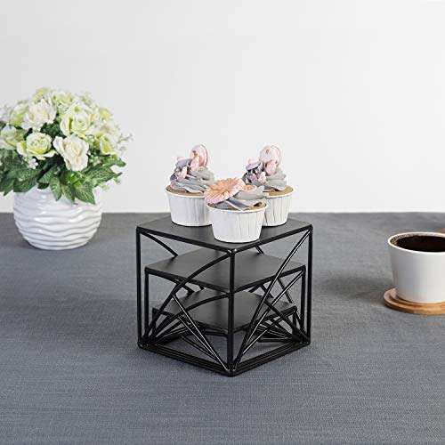  Black Metal Wire Cupcake Stand, Tabletop Dessert, Appetizer Display Food Riser, Set Of 3