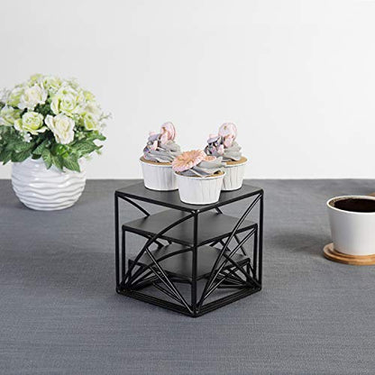  Black Metal Wire Cupcake Stand, Tabletop Dessert, Appetizer Display Food Riser, Set Of 3