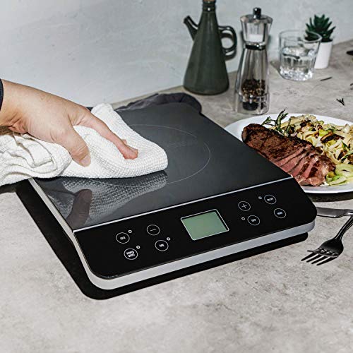  Countertop Induction Burner, Portable Electric Hot Plate, Smart Touch LCD Display, Hassle-Free Temperature Control And Adjustable Timer With Auto Shut Off, Black, One Size