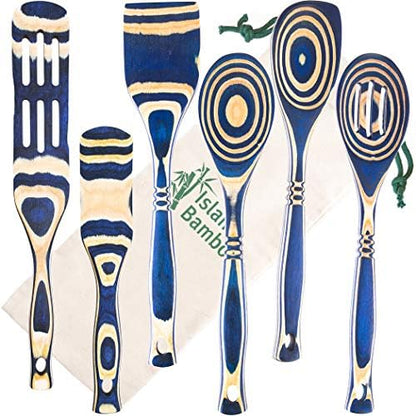  Pakkawood 6-Piece Utensil Set With Gift Bag - Elegant Kitchen Spoon, Slotted Spoon, Corner Spoon, Spatula, 13” Spurtle, 9” Spurtle For Serving & Cooking, Non-Stick Utensils