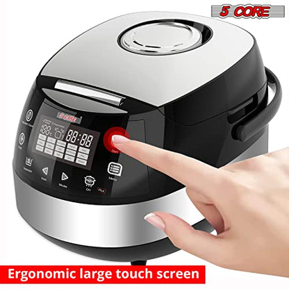  .3Qt Asian Rice Cooker Digital Programmable 15-in-1 Ergonomic Large Touch Screen Electric Multi Cooker Slow Cooker Steamer Pot Warmer 11 Cups 24 Hour Delay Timer Auto Keep Warm Feature RC 0501