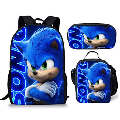  Anime Backpack Cute Lightweight Upgrade 3 Piece Bookbag Set With Lunch Box And Premium Pencil Case Set For Man Women