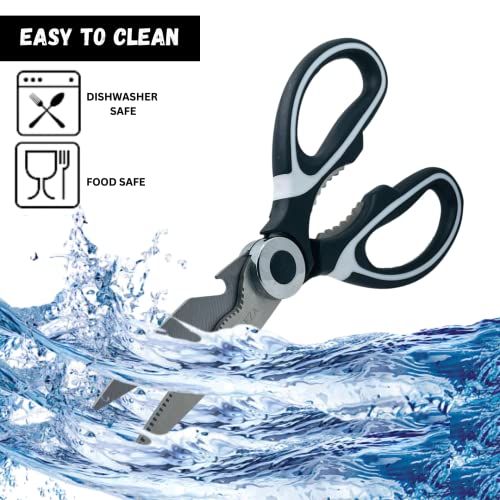  Amaseleza Kitchen Shears With Nutcracker & Bottle Opener - Heavy Duty Scissors With Cover - Ergonomic ABS Handles - Lightweight Non-Slip Rust & Corrosion Resistant - Perfect For Meat, BBQ & Herbs