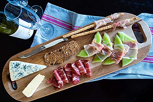  American Oak Wood Charcuterie Board Extra Long 26" X 8.7" | Wood Cheese Board With Handle | Oversized Charcuterie Board | Serving Board For Cheeses, Meats, Crackers, And Wine | Long Cutting Board