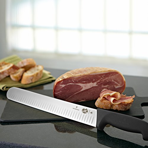 Victorinox -Swiss-Army- 47645 Cutlery Fibrox Pro Slicing Knife, Granton Blade, Black, 12-Inch