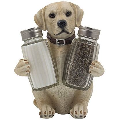  Labrador Retriever Salt And Pepper Shaker Set With Decorative Display Stand Dog Figurine Holder For Lodge & Hunting Cabin Kitchen Decor Table Centerpieces As Puppy Gifts For Hunters