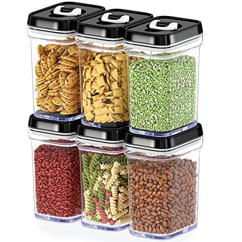  Irtight Food Storage Containers With Lids – 6 Piece Set Air Tight Kitchen Storage Containers For Pantry Organization And Storage - Clear Plastic BPA-Free - Keeps Food Fresh & Dry