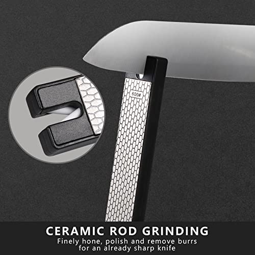  Portable Handheld Double Sided Sharpener 400/600 Grit Foldable Diamond Knife Sharpening Stone For Kitchen, Garden, Outdoor Tools Fine Or Coarse Grinding, Black