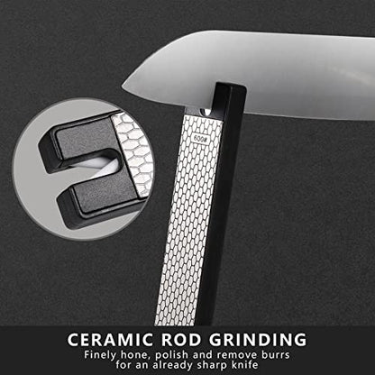  Portable Handheld Double Sided Sharpener 400/600 Grit Foldable Diamond Knife Sharpening Stone For Kitchen, Garden, Outdoor Tools Fine Or Coarse Grinding, Black