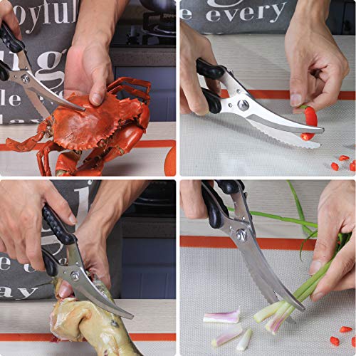  Kitchen Shears, Japanese High-Carbon Stainless Steel, Super Heavy-Duty Poultry Scissors, Built-in Spring, Recommended By Senior Chefs
