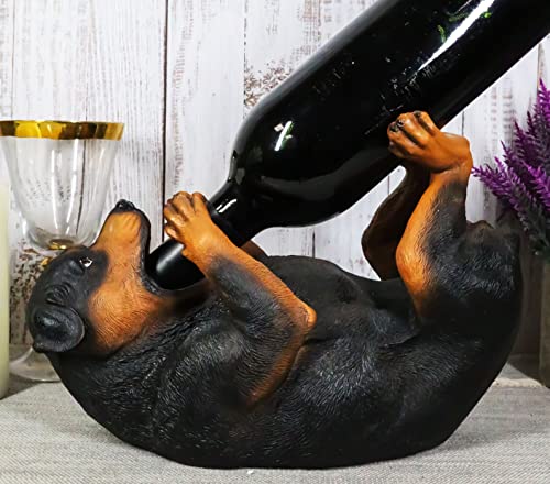  Lifelike Purebreed Pedigree Canine Adorable Rottweiler Butcher's Dog Wine Bottle Holder Figurine Statue As Kitchen Wine Cellar Centerpiece Decor Storage Organizer (Rottweiler)