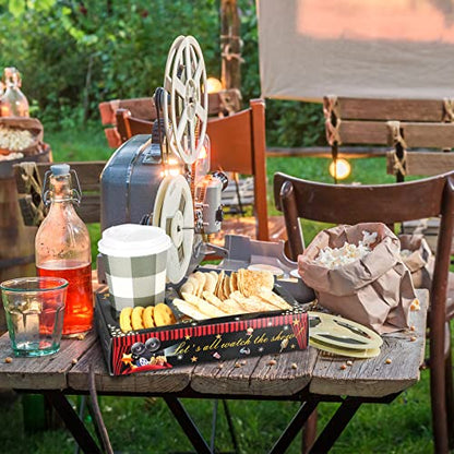  30 Pcs Movie Night Snack Trays Disposable Movie Trays Movie Night Supplies Snack Boxes Movie Theater Decor Cardboard Snack Holder For Cinema Party Favors Food Popcorn Drink Candy Decorations