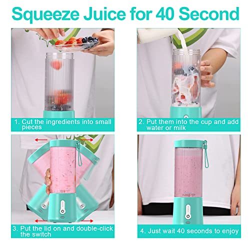  Smoothies Shake Blender With Powerful Blades, Personal Blender For Shakes And Smoothies, Portable Blender Mini Juicer For Kitchen Travel Gym Sports