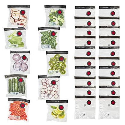 Zwilling Fresh & Save Set 30-pc Vacuum Sealer Bag For Food, 1/2 Gallon, Sous Vide Bag, Reusable Food Storage Bag For Meal Prep, Reusable Snack Bags, Dishwasher Safe, Small, Clear