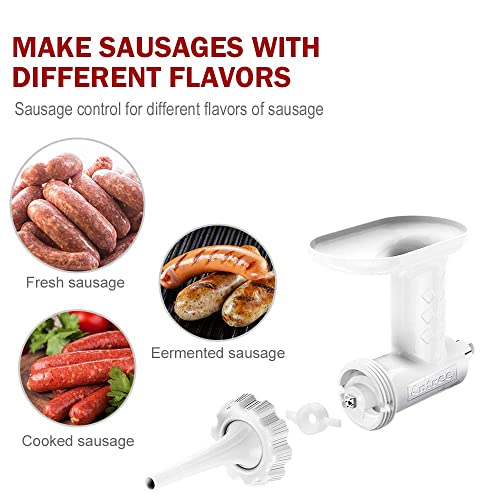  Ntree Sausage Stuffer Kit Compatible With Kitchen Plastic Food Grinder Attachment, Plus Retainer Ring, White