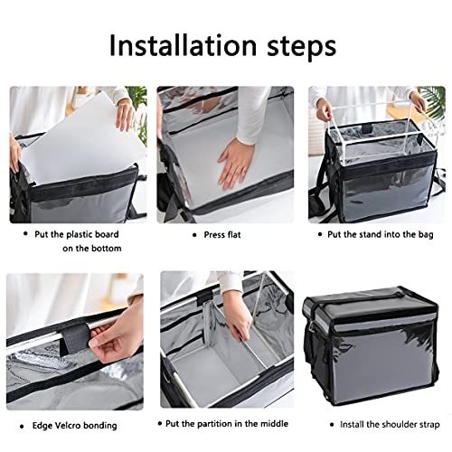  Updated Professional Insulated Food Delivery Bag With Support Frame And Plastic Bottom Plate | Ideal For Uber Eats, Catering,Delivery Drivers, Doordash And More