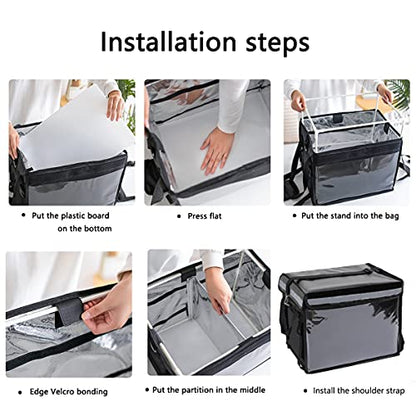  Updated Professional Insulated Food Delivery Bag With Support Frame And Plastic Bottom Plate | Ideal For Uber Eats, Catering,Delivery Drivers, Doordash And More