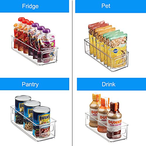  Set Of 6 Plastic Refrigerator Organizer Bins, Clear Stackable Food Storage Bins For Fridge, Freezer, Kitchen Cabinet, Pantry Organization, BPA Free Fridge Organizer