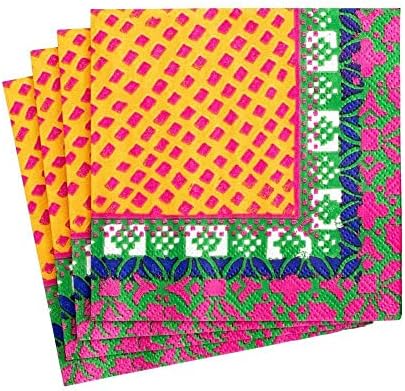  Frida Paper Luncheon Napkins In Fuchsia & Orange - 20 Per Package