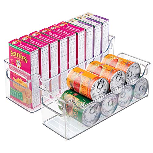  BPA-Free Plastic Pantry And Kitchen Storage, Freezer And Fridge Organizer Bin With Easy Grip Handles – 14.5" X 5" X 5", Set Of 2, Clear