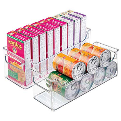  BPA-Free Plastic Pantry And Kitchen Storage, Freezer And Fridge Organizer Bin With Easy Grip Handles – 14.5" X 5" X 5", Set Of 2, Clear