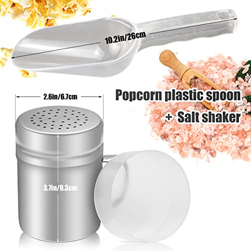  CZWESTC Popcorn Supplies Bundle- Popcorn Plastic Scoop With Popcorn Salt Shaker For Popcorn Bars, Movie Nights, Concessions