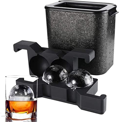  Whiskey Ice Ball Maker Crystal Clear Ice Ball Molds Large Sphere Ice Cube Trays For Whiskey, Cocktail, Brandy, Bourbon