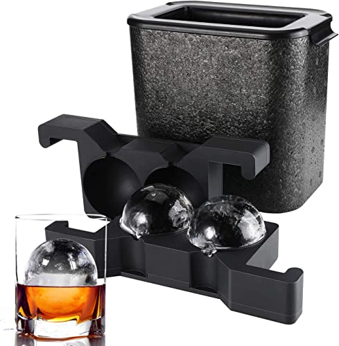  Whiskey Ice Ball Maker Crystal Clear Ice Ball Molds Large Sphere Ice Cube Trays For Whiskey, Cocktail, Brandy, Bourbon